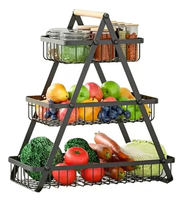 CANASTA ORGANIZADORA DE FRUTAS Y VERDURAS DE 3 NIVELES | MÁS ESPACIO, MÁS ORDEN Y MÁS ELEGANCIA PARA TU COCINA