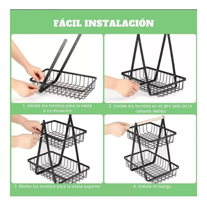CANASTA ORGANIZADORA DE FRUTAS Y VERDURAS DE 3 NIVELES | MÁS ESPACIO, MÁS ORDEN Y MÁS ELEGANCIA PARA TU COCINA
