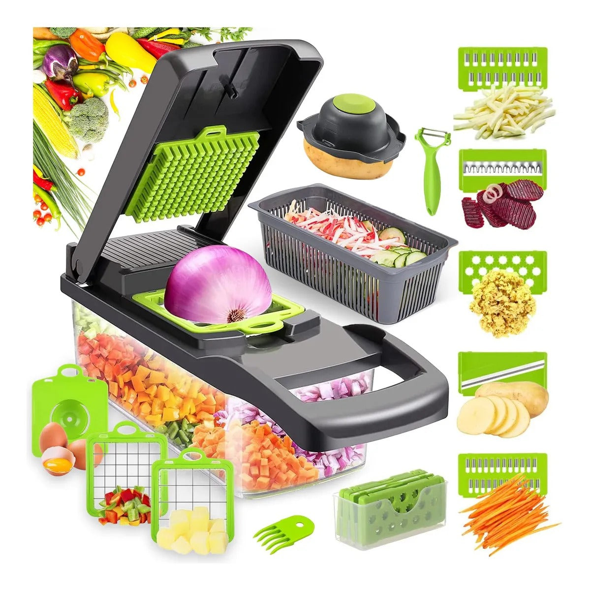CORTADOR DE VERDURAS MULTIFUNCIONAL 16 EN 1 | MÁS RAPIDEZ, MENOS ESFUERZO EN TU COCINA