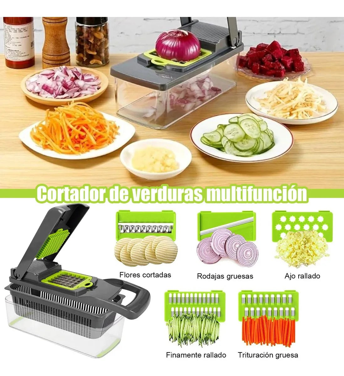 CORTADOR DE VERDURAS MULTIFUNCIONAL 16 EN 1 | MÁS RAPIDEZ, MENOS ESFUERZO EN TU COCINA