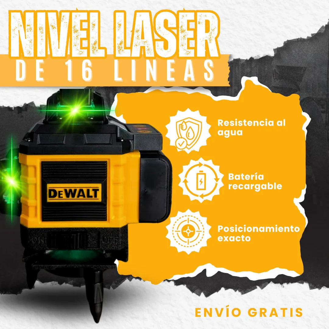 NIVEL LÁSER VERDE 4D – 16 LÍNEAS CON TRÍPODE