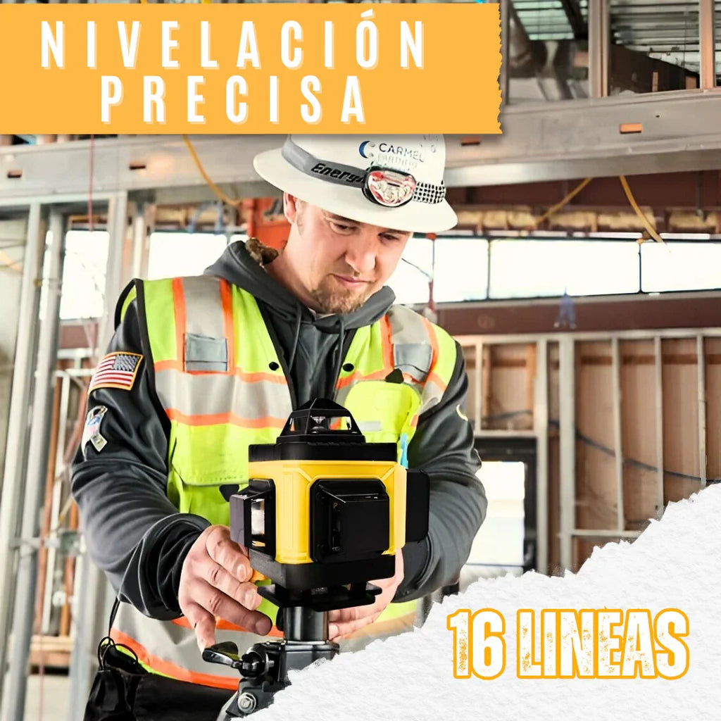 NIVEL LÁSER VERDE 4D – 16 LÍNEAS CON TRÍPODE
