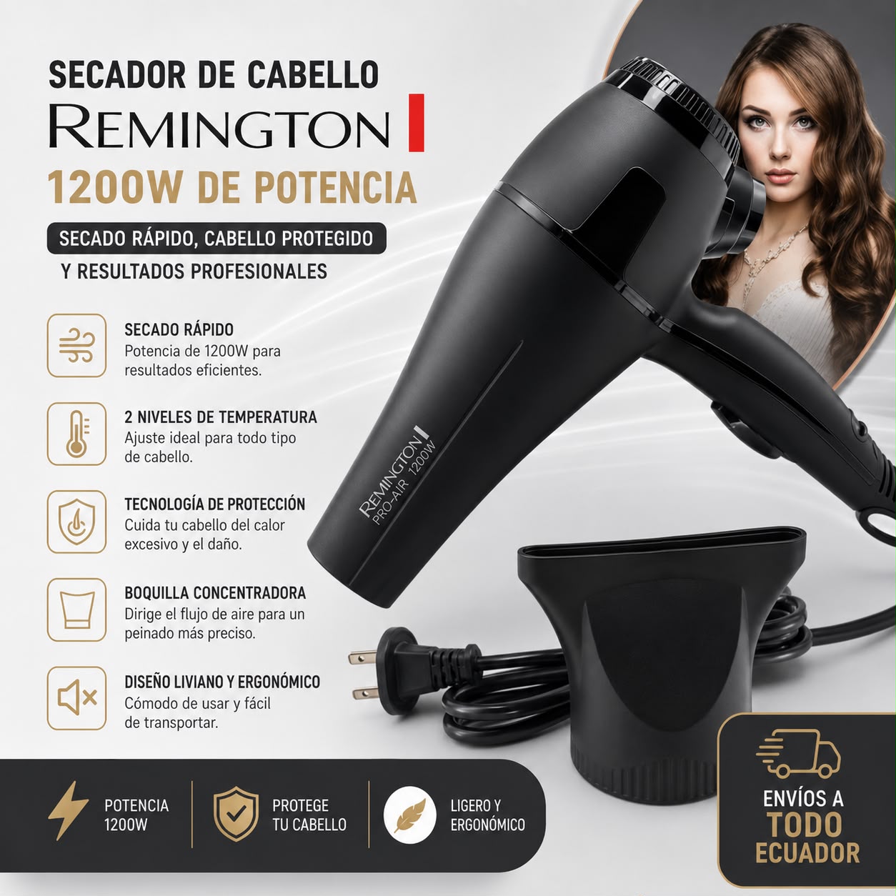 Secador Profesional 1800W | Potencia y Estilo para tu Cabello